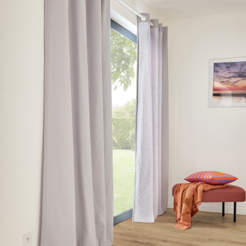 Rideau en coton Jaya gris clair 140x240cm - INVENTIV