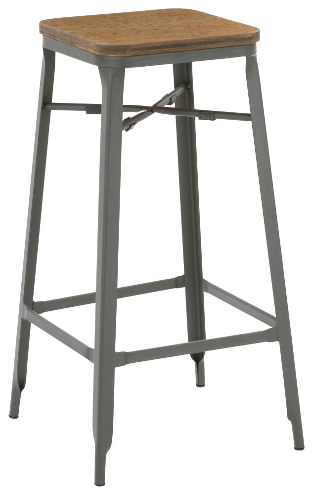 Tabouret de bar en bois Ava 41 x 41 x 75 cm gris - INVENTIV