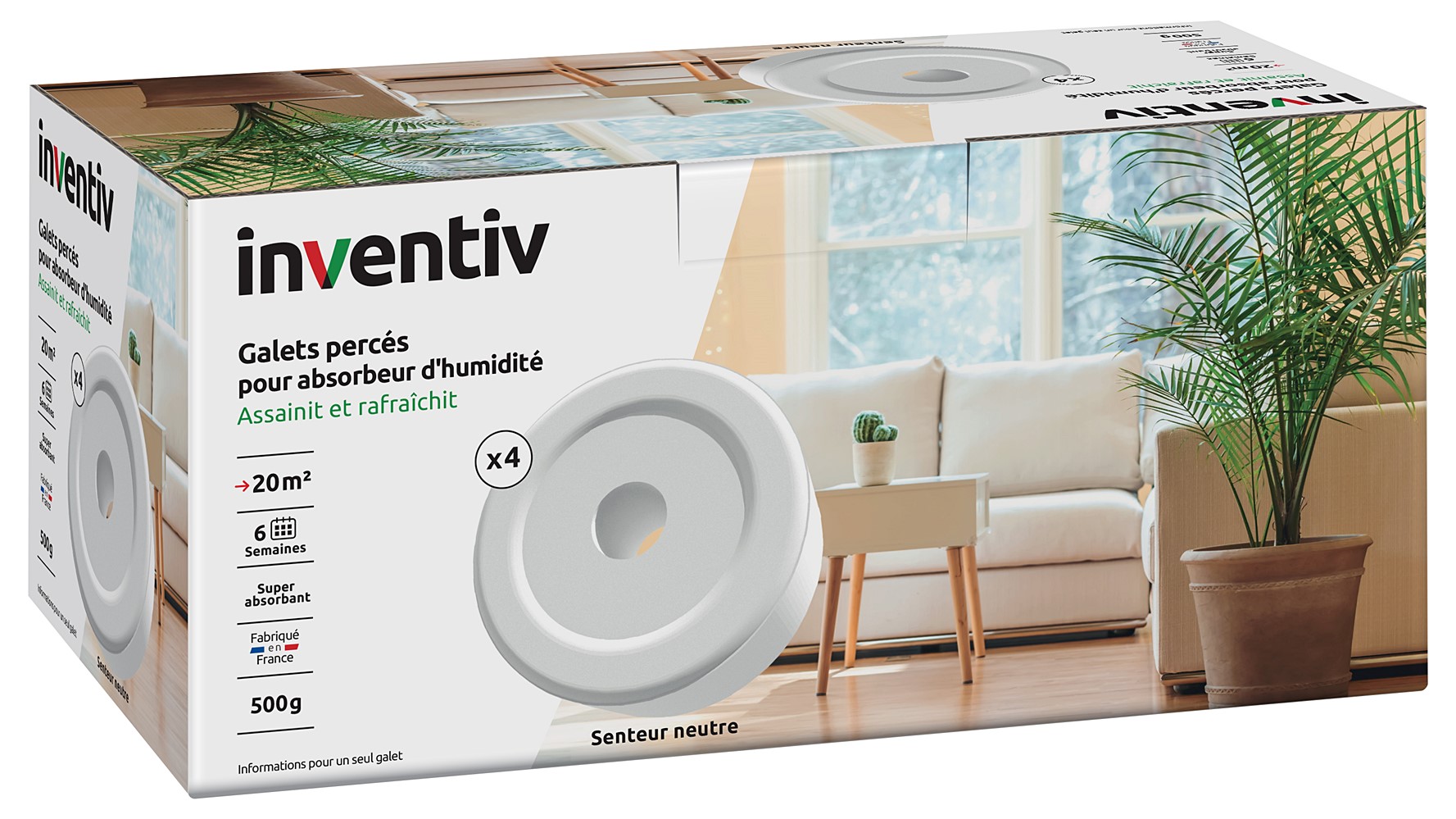 4 recharges absorbeur d'humidité galets percés 500g - INVENTIV