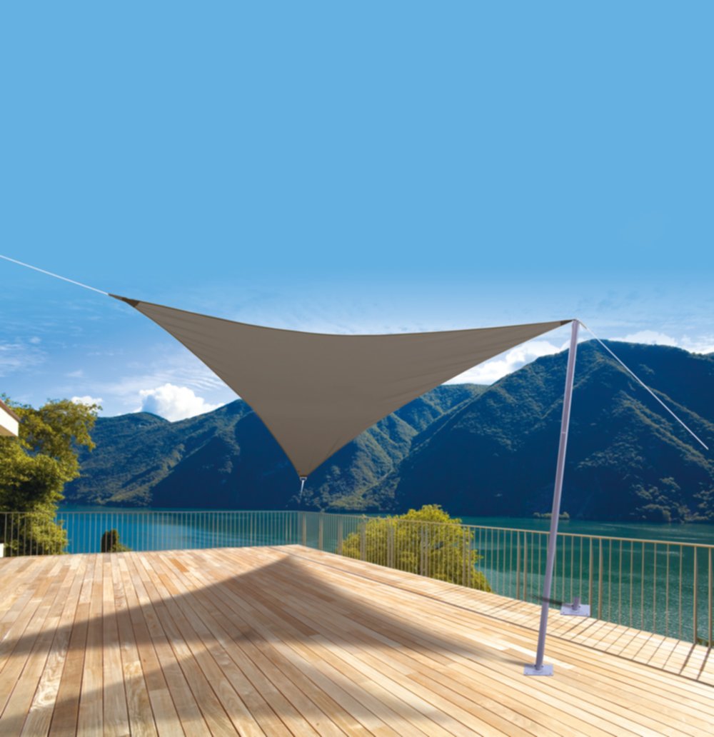 Voile d'ombrage triangulaire Primo 5m Grège - INVENTIV