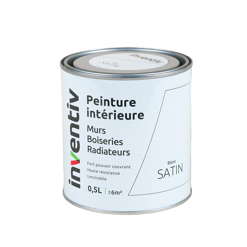 Peinture Murs Boiseries Radiateurs satin 0,5L blanc - INVENTIV