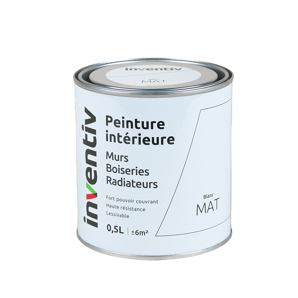 Peinture Murs Boiseries Radiateurs mat 0,5L blanc - INVENTIV