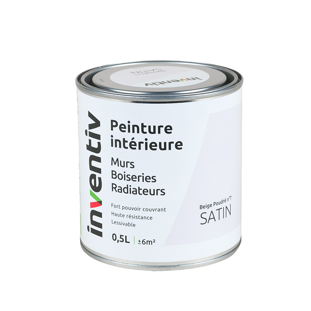 Peinture Murs Boiseries Radiateurs satin 0,5L beige poudré 7 - INVENTIV