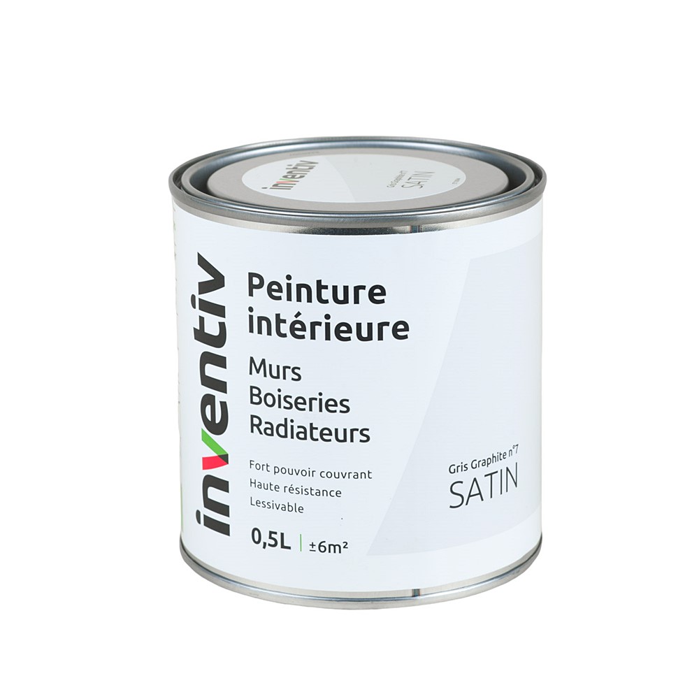 Peinture Murs Boiseries Radiateurs satin 0,5L gris graphite 7 - INVENTIV