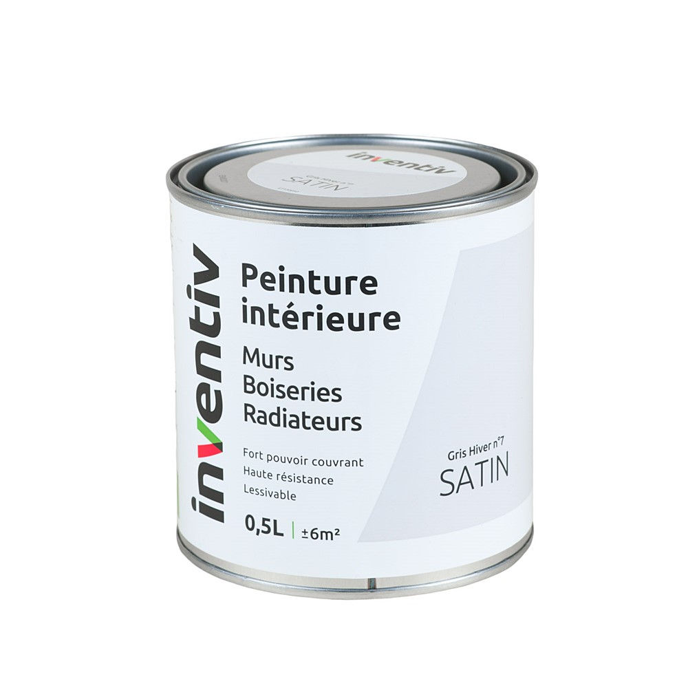 Peinture Murs Boiseries Radiateurs satin 0,5L gris hiver 7 - INVENTIV