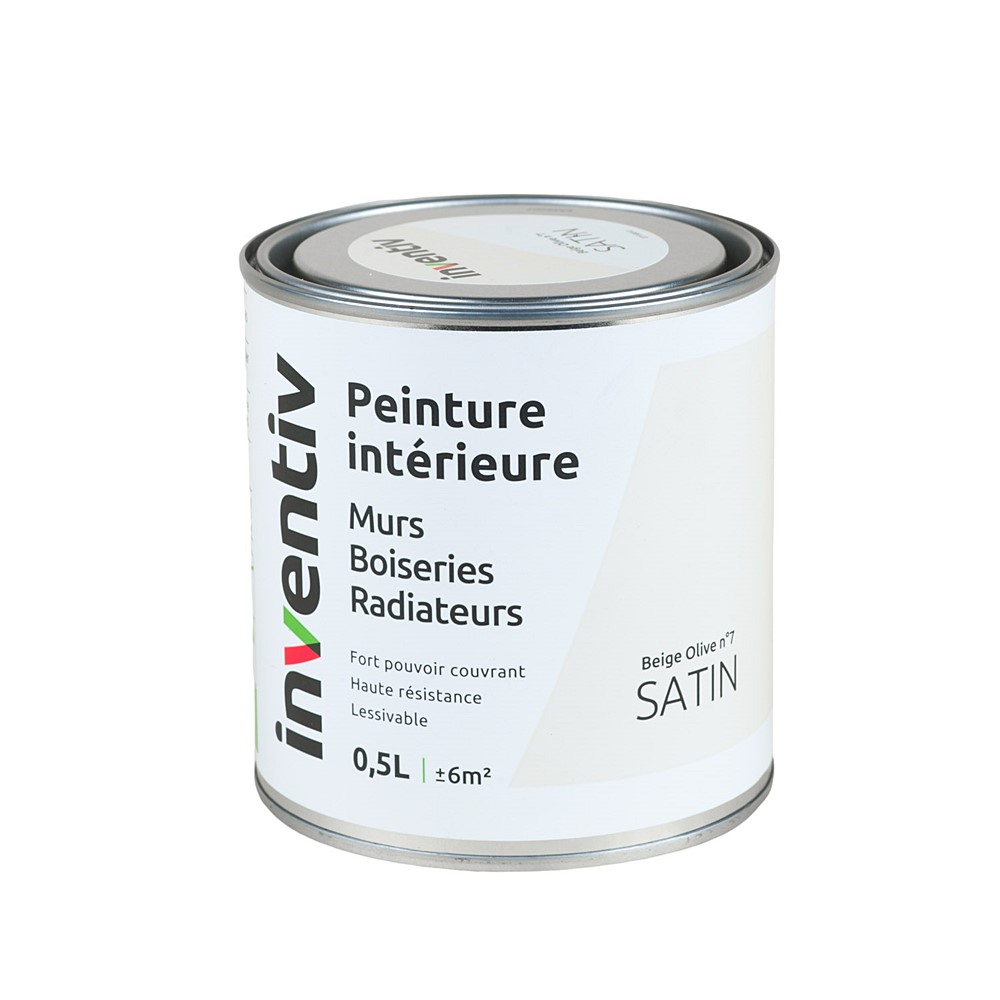 Peinture Murs Boiseries Radiateurs satin 0,5L beige olive 7 - INVENTIV