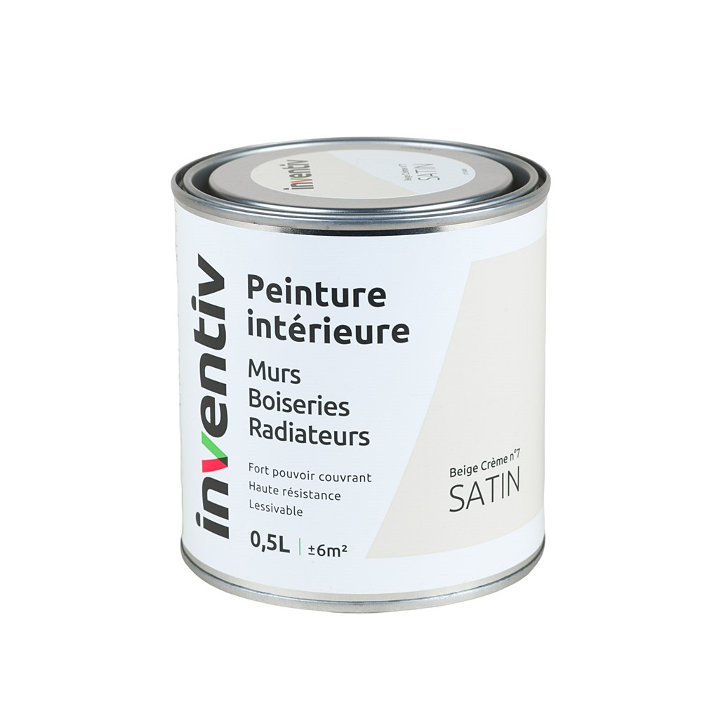 Peinture Murs Boiseries Radiateurs satin 0,5L beige crème 7 - INVENTIV