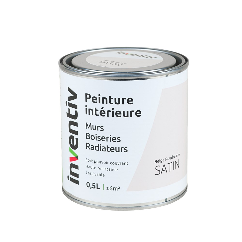 Peinture Murs Boiseries Radiateurs satin 0,5L beige poudré 6 - INVENTIV