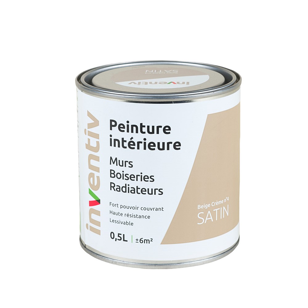 Peinture Murs Boiseries Radiateurs satin 0,5L beige crème 4 - INVENTIV