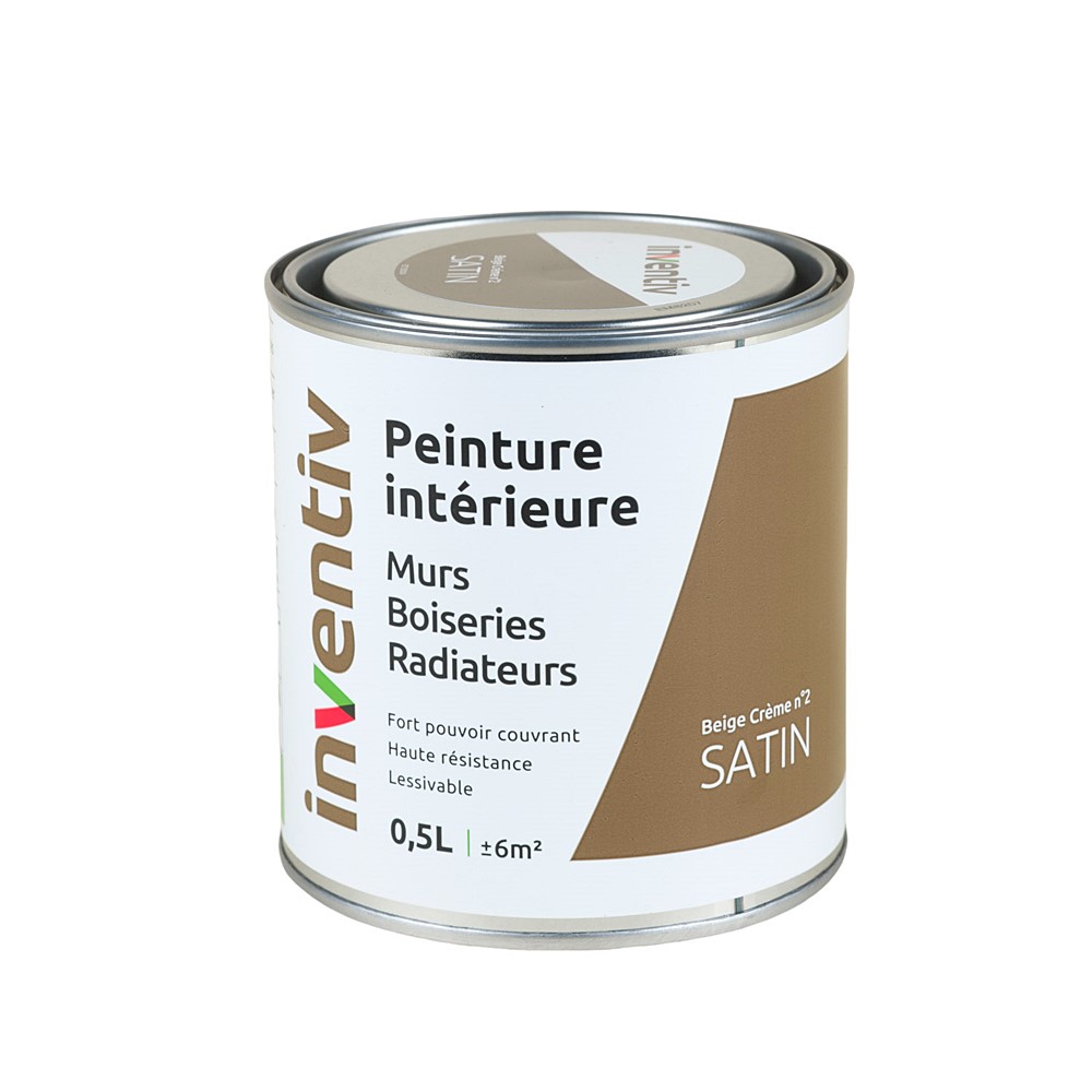 Peinture Murs Boiseries Radiateurs satin 0,5L beige crème 2 - INVENTIV