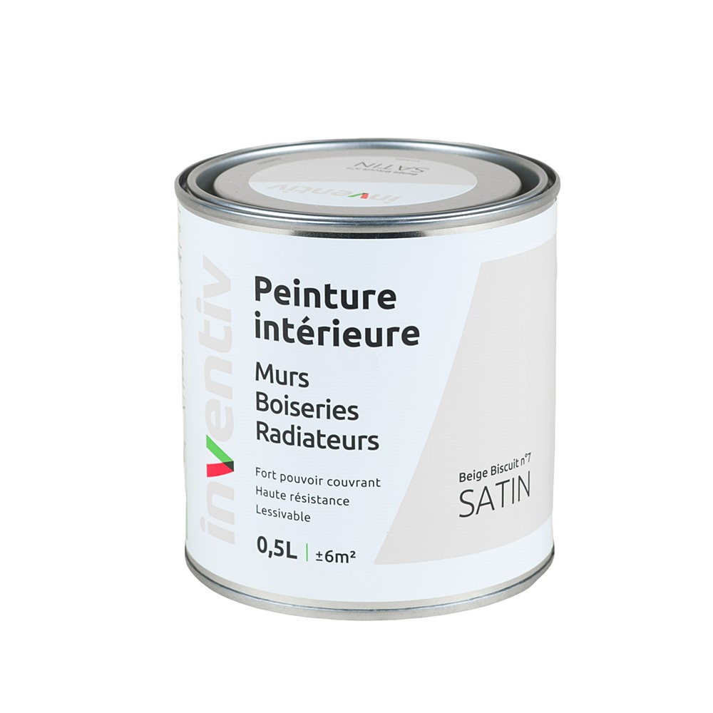 Peinture Murs Boiseries Radiateurs satin 0,5L beige biscuit 7 - INVENTIV