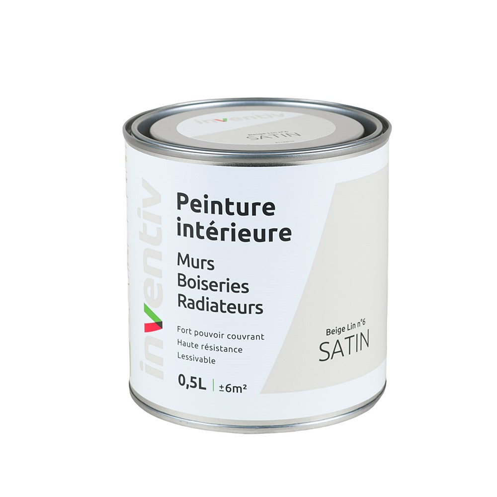 Peinture Murs Boiseries Radiateurs satin 0,5L beige lin 6 - INVENTIV