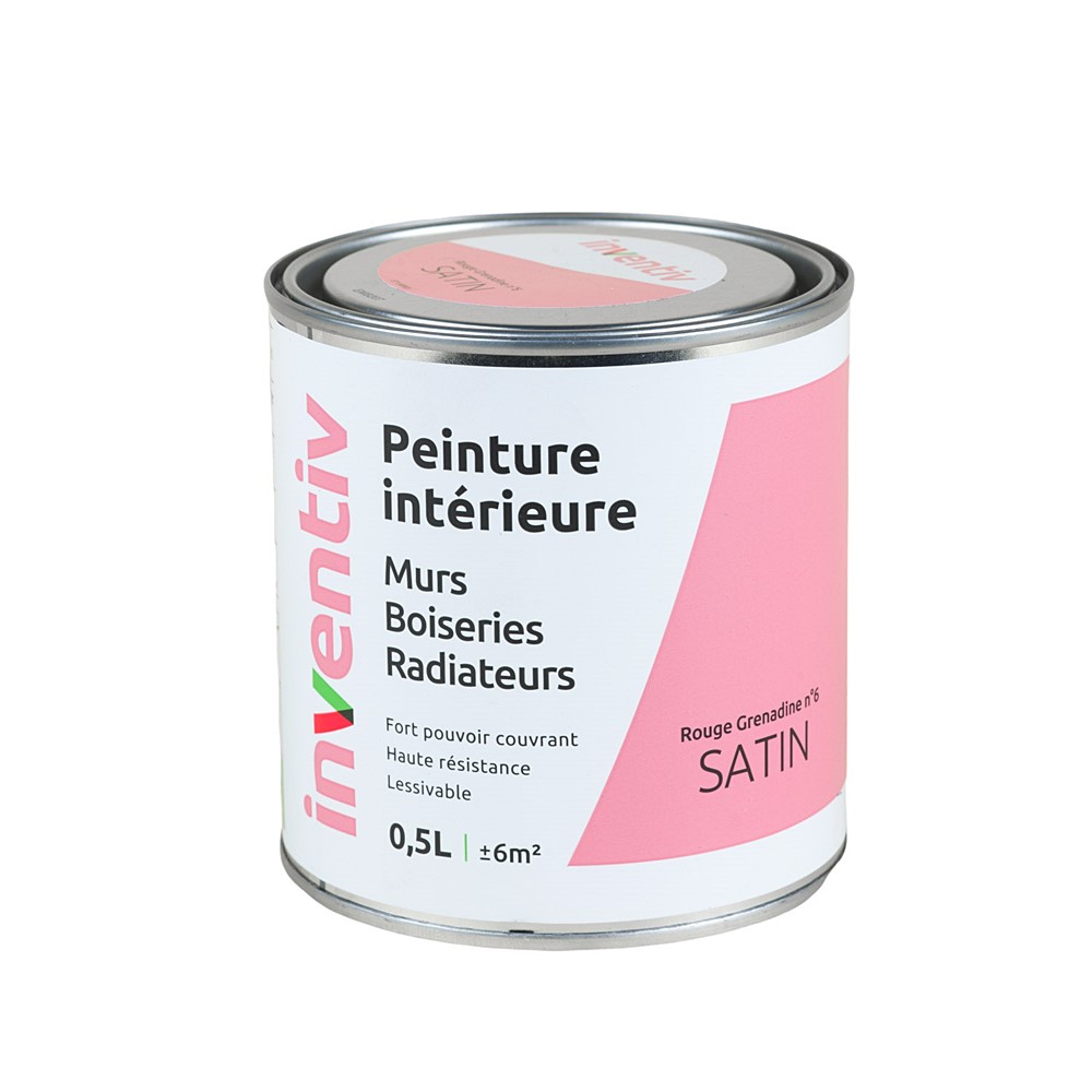 Peinture Murs Boiseries Radiateurs satin 0,5L rouge grenadine 6 - INVENTIV