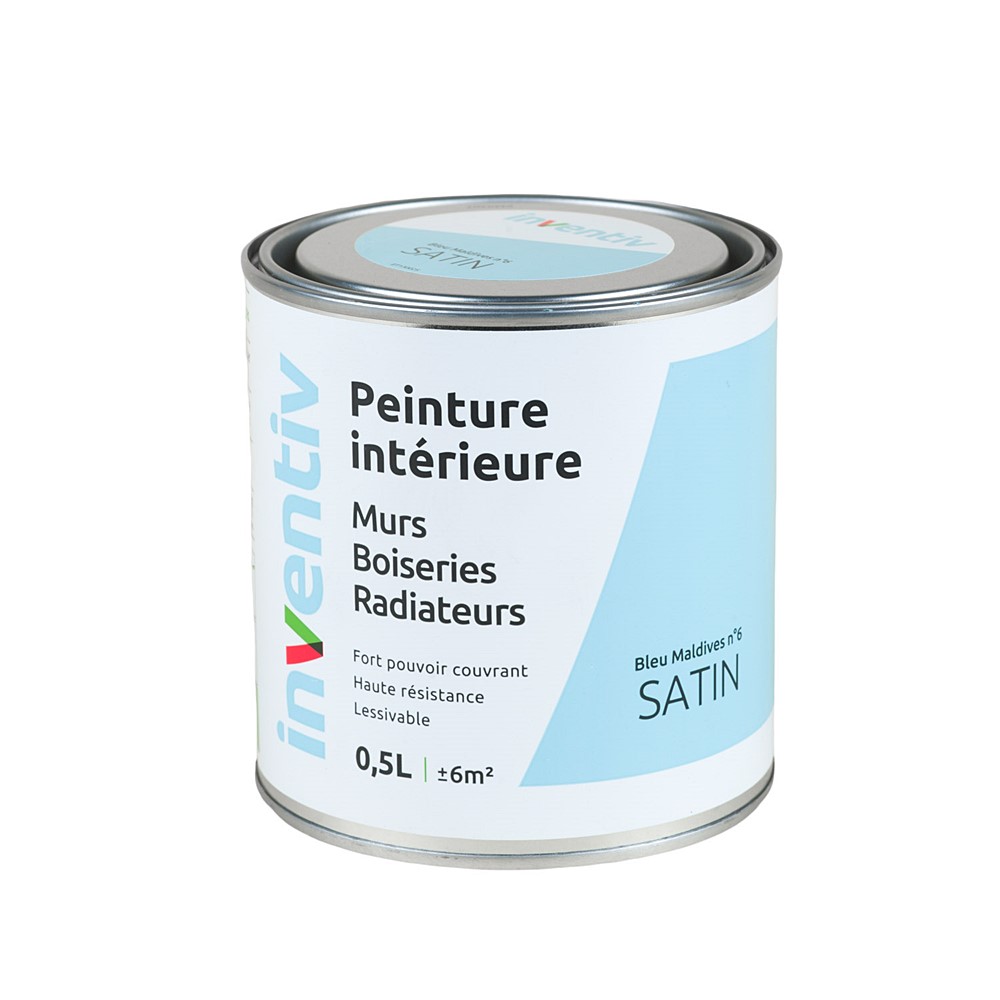 Peinture Murs Boiseries Radiateurs satin 0,5L bleu maldives 6 - INVENTIV