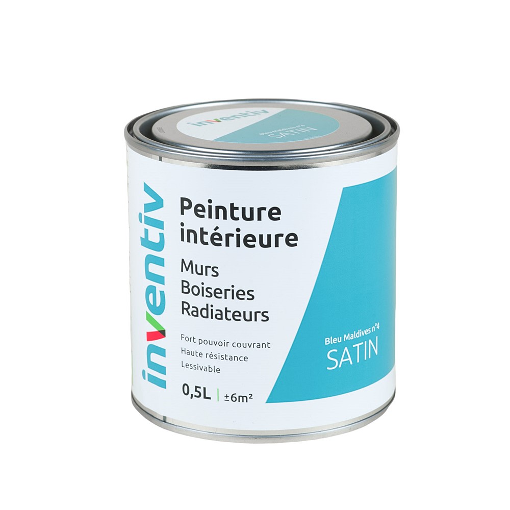 Peinture Murs Boiseries Radiateurs satin 0,5L bleu maldives 4 - INVENTIV