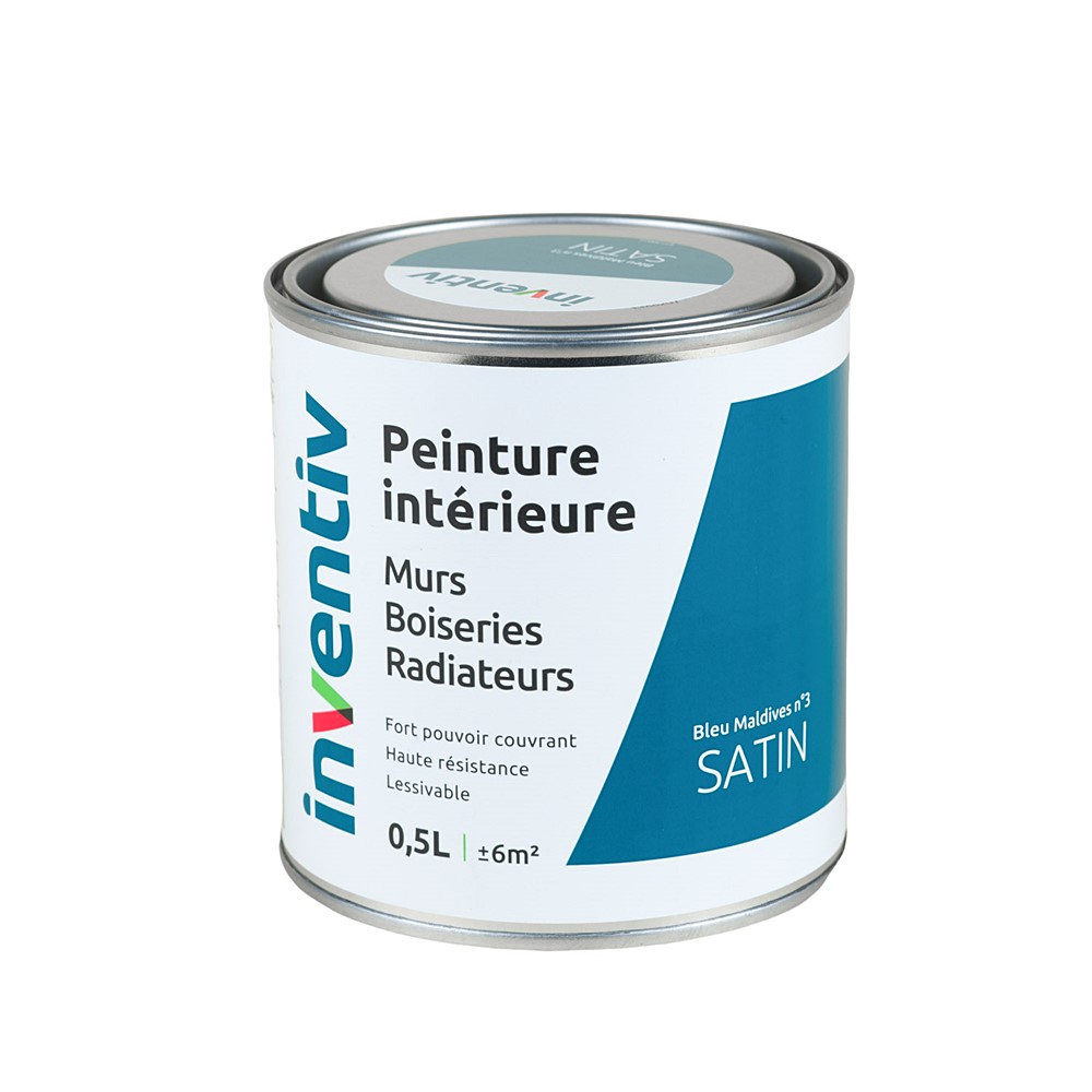 Peinture Murs Boiseries Radiateurs satin 0,5L bleu maldives 3 - INVENTIV