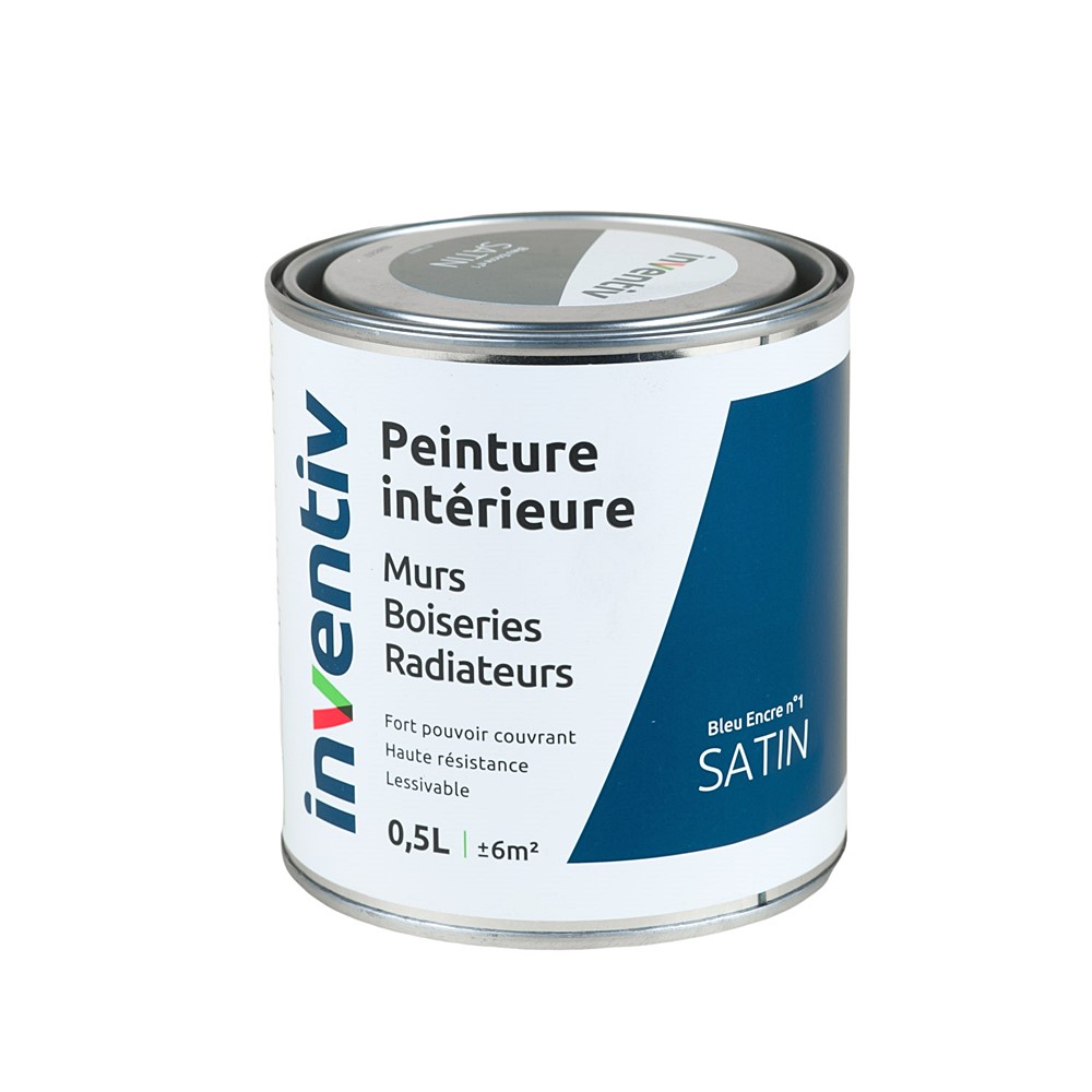 Peinture Murs Boiseries Radiateurs satin 0,5L bleu encre 1 - INVENTIV