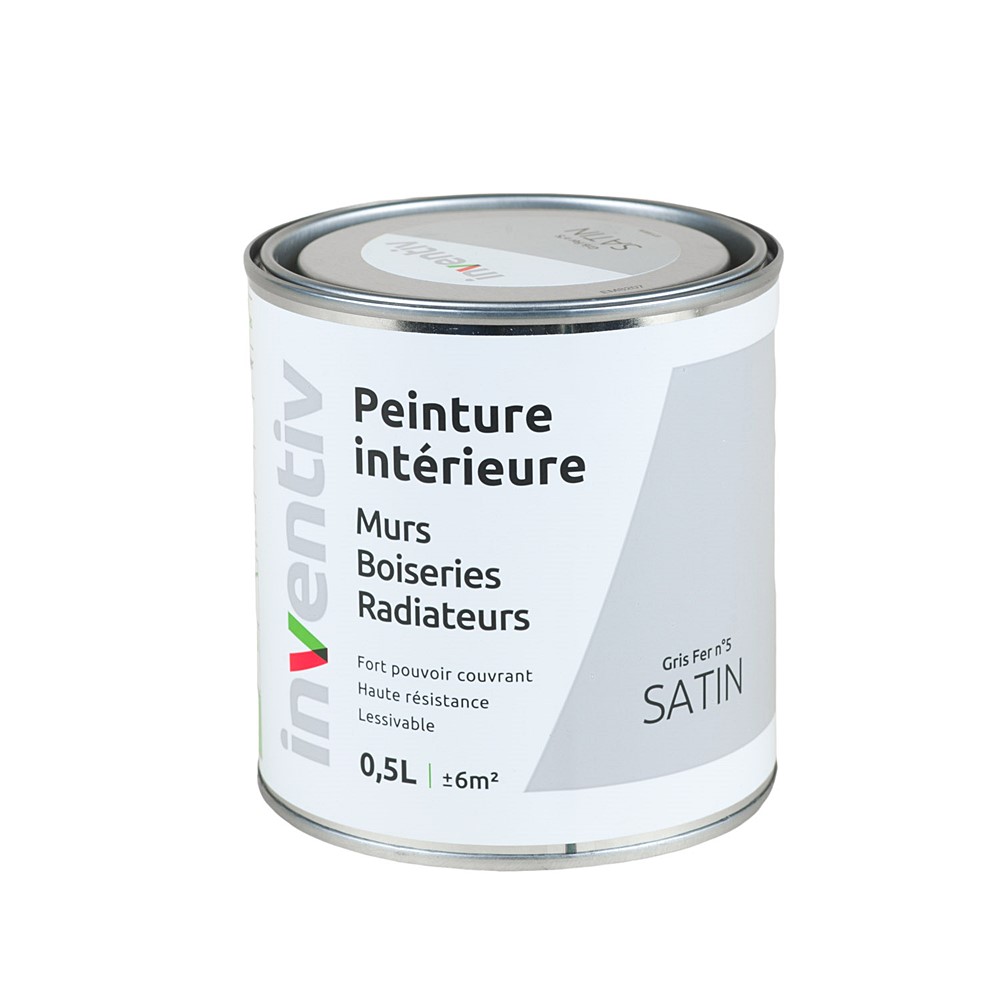 Peinture Murs Boiseries Radiateurs satin 0,5L gris fer 5 - INVENTIV