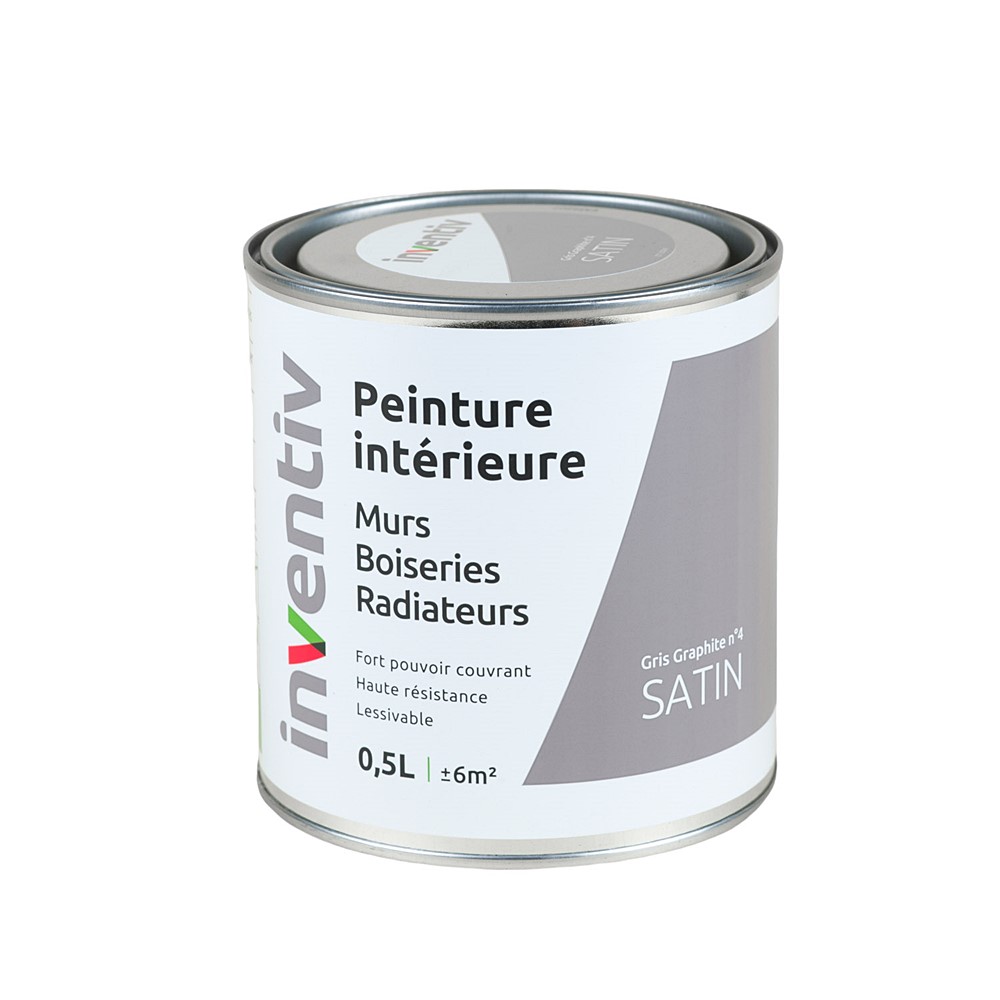 Peinture Murs Boiseries Radiateurs satin 0,5L gris graphite 4 - INVENTIV