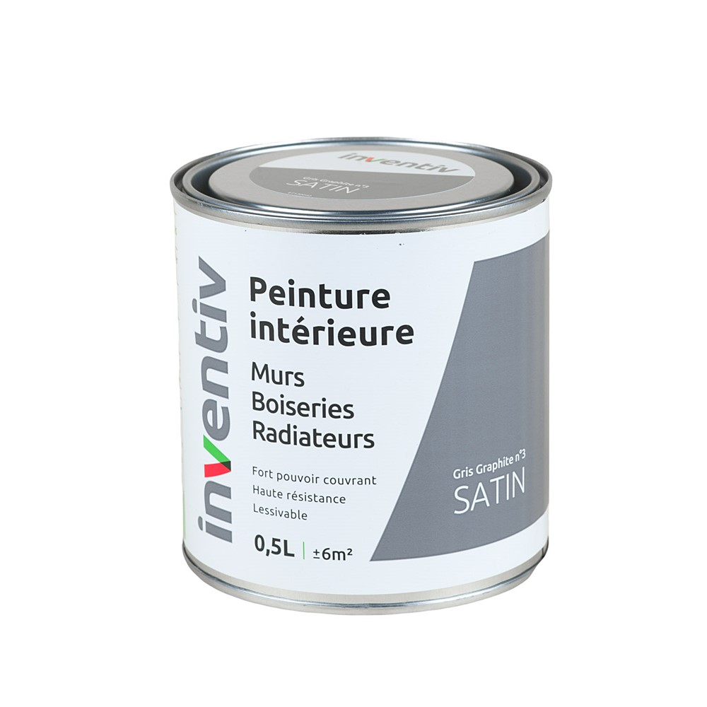 Peinture Murs Boiseries Radiateurs satin 0,5L gris graphite 3 - INVENTIV