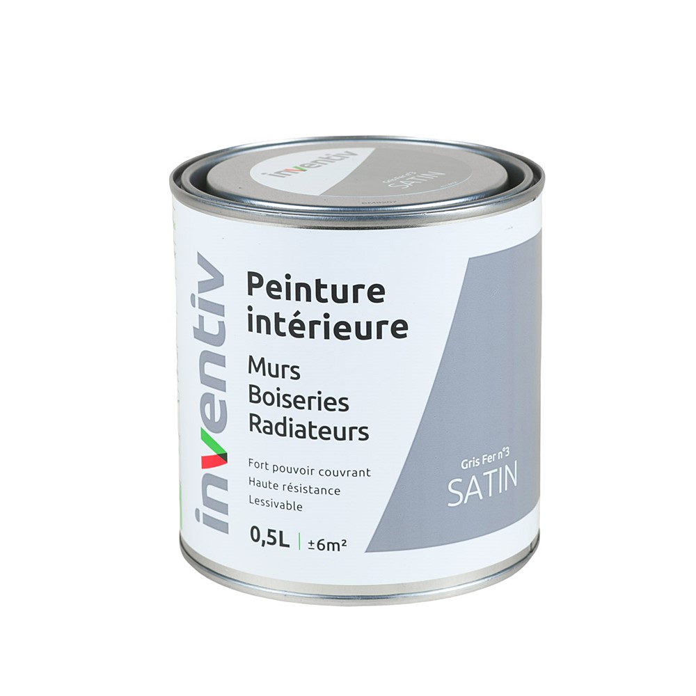 Peinture Murs Boiseries Radiateurs satin 0,5L gris fer 3 - INVENTIV