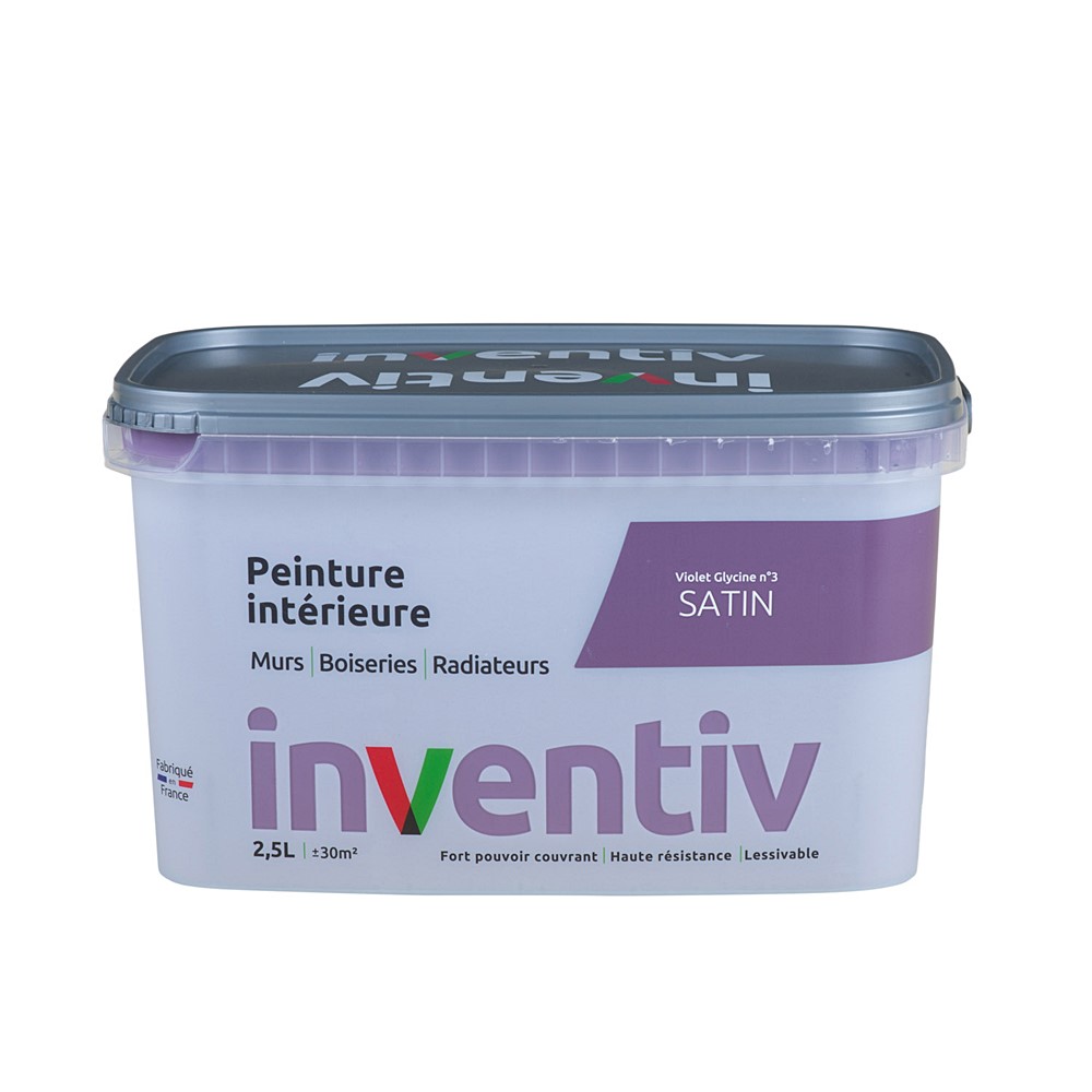 Peinture Murs Boiseries Radiateurs satin 2,5L violet glycine 3 - INVENTIV