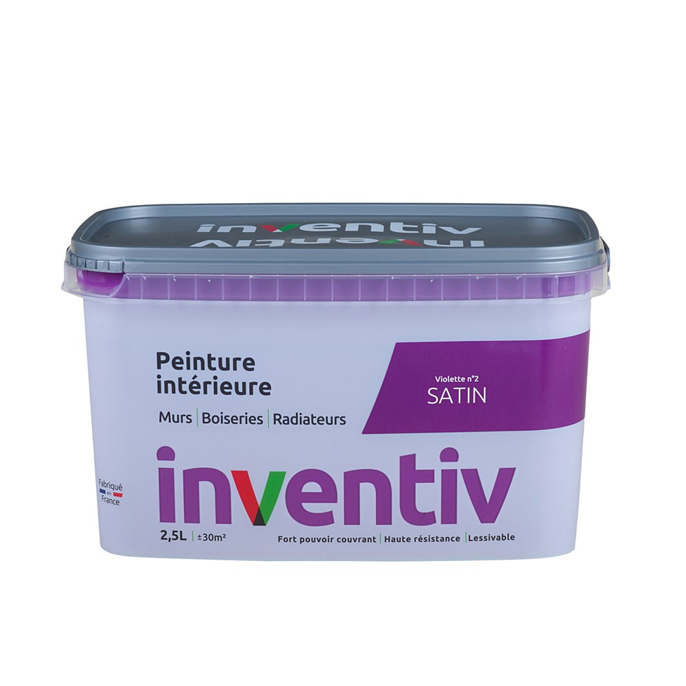 Peinture Murs Boiseries Radiateurs satin 2,5L violette 2 - INVENTIV