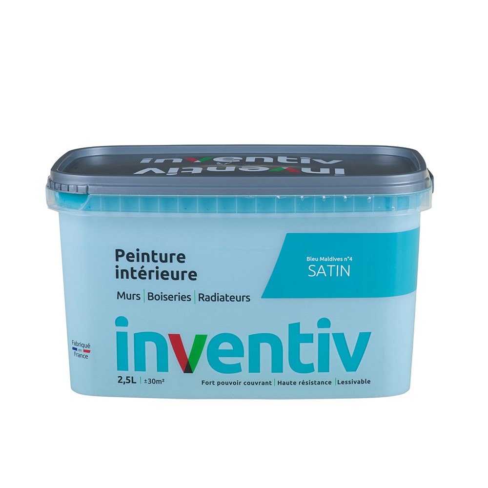 Peinture Murs Boiseries Radiateurs satin 2,5L Bleu maldives 4 - INVENTIV