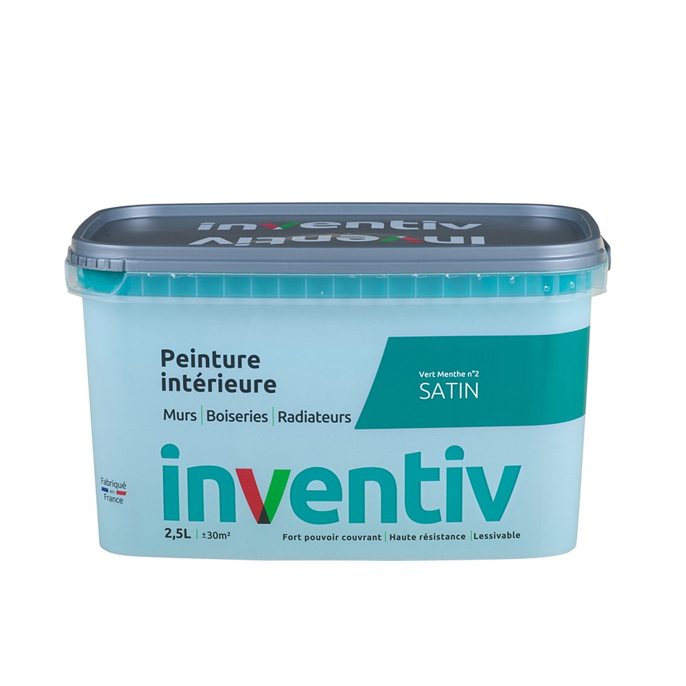 Peinture Murs Boiseries Radiateurs satin 2,5L Vert menthe 2 - INVENTIV