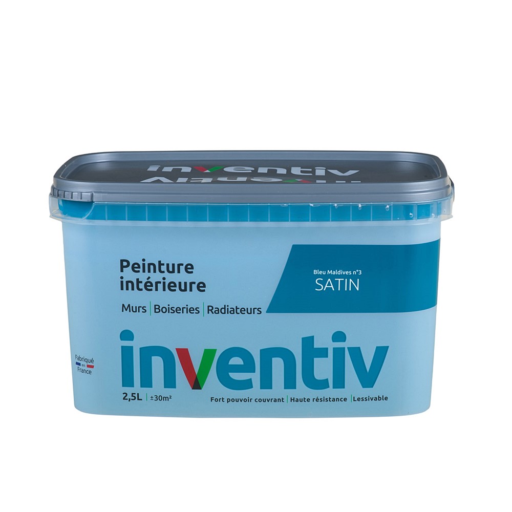 Peinture Murs Boiseries Radiateurs satin 2,5L Bleu maldives 3 - INVENTIV