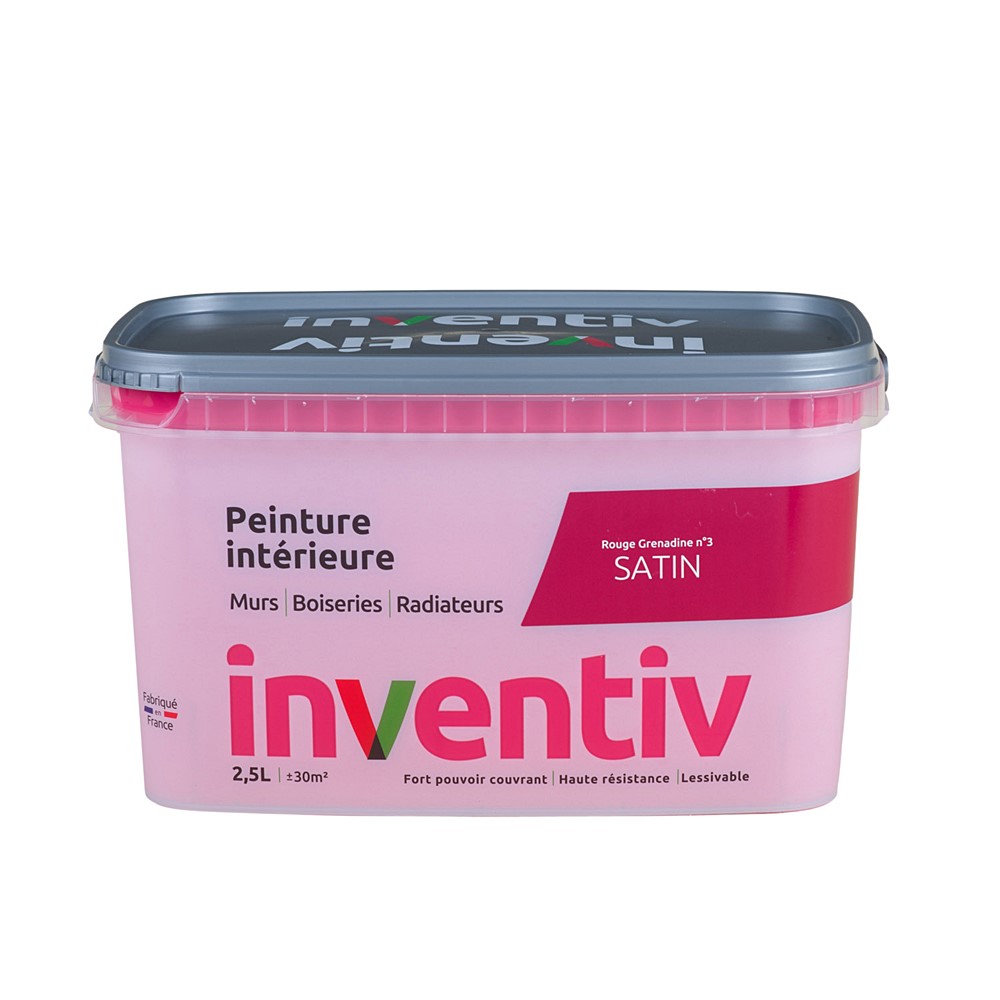 Peinture Murs Boiseries Radiateurs satin 2,5L Rouge grenadine 3 - INVENTIV