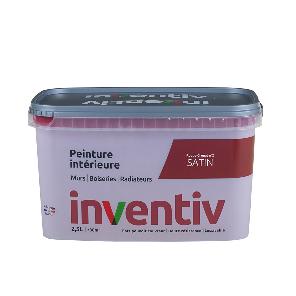 Peinture Murs Boiseries Radiateurs satin 2,5L Rouge grenat 2 - INVENTIV