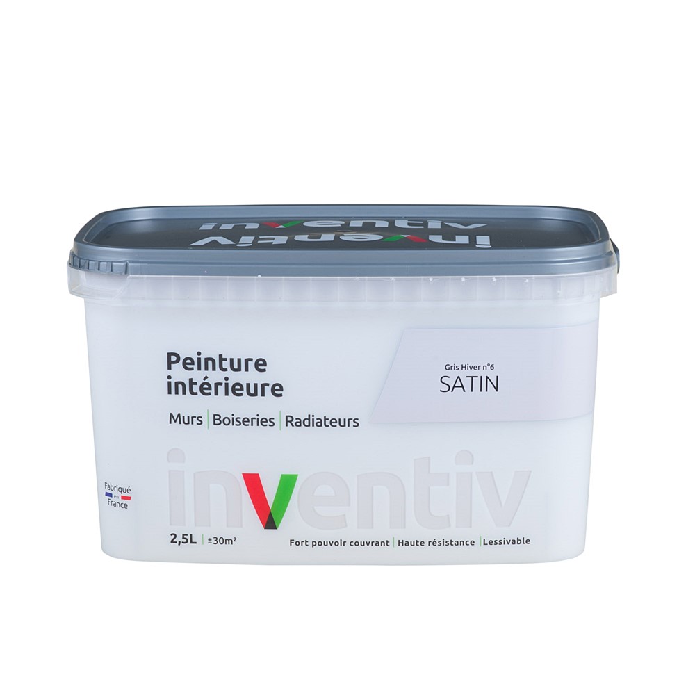 Peinture Murs Boiseries Radiateurs satin 2,5L Gris hiver 6 - INVENTIV