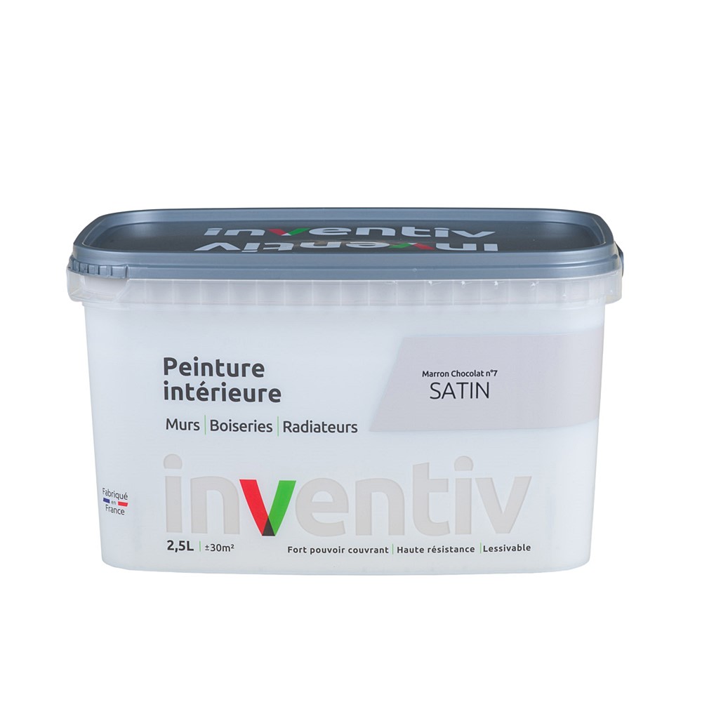 Peinture Murs Boiseries Radiateurs satin 2,5L Marron chocolat 7 - INVENTIV