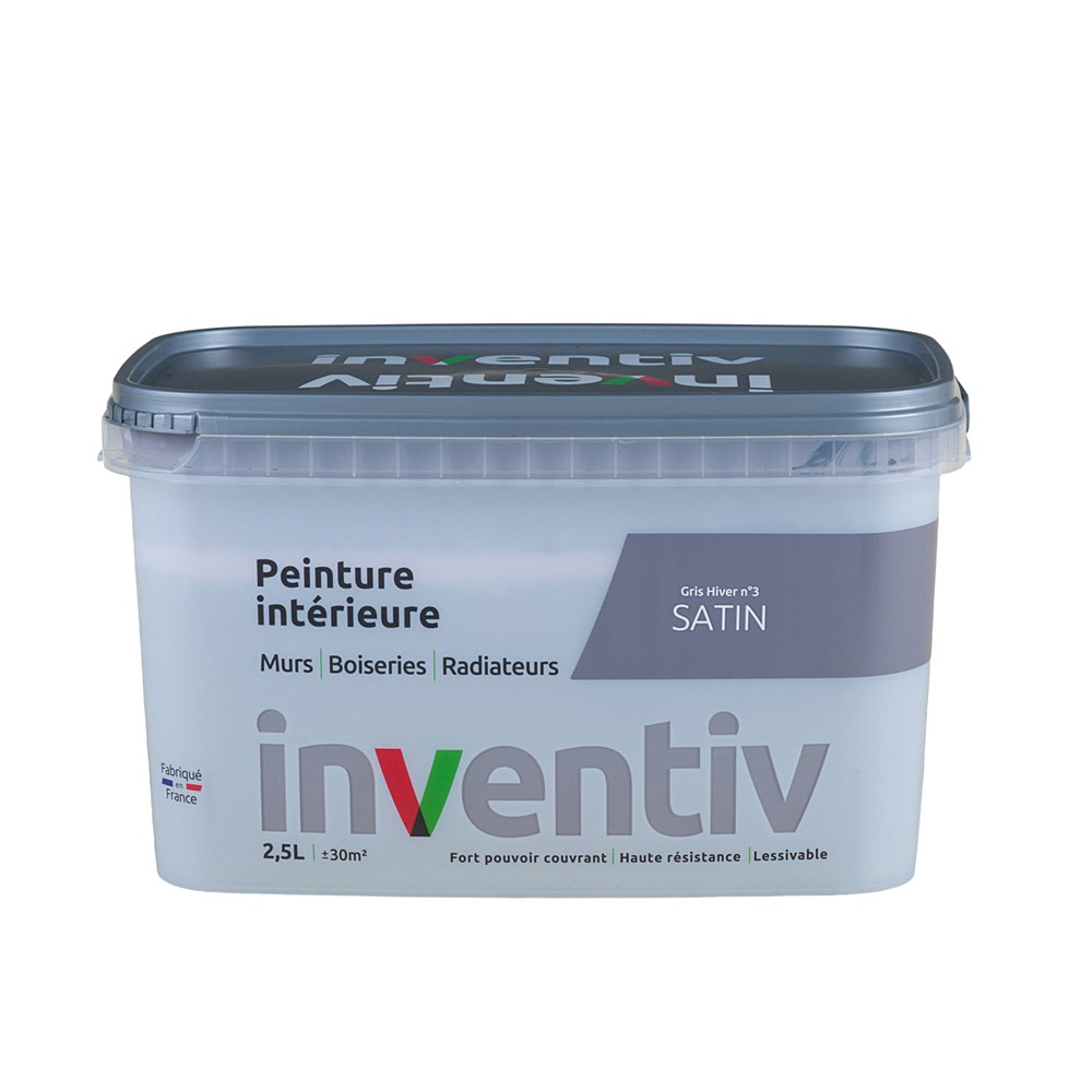 Peinture Murs Boiseries Radiateurs satin 2,5L Gris hiver 3 - INVENTIV