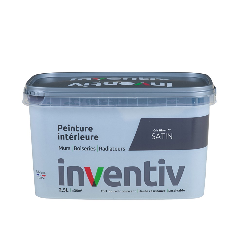 Peinture Murs Boiseries Radiateurs satin 2,5L Gris hiver 2 - INVENTIV