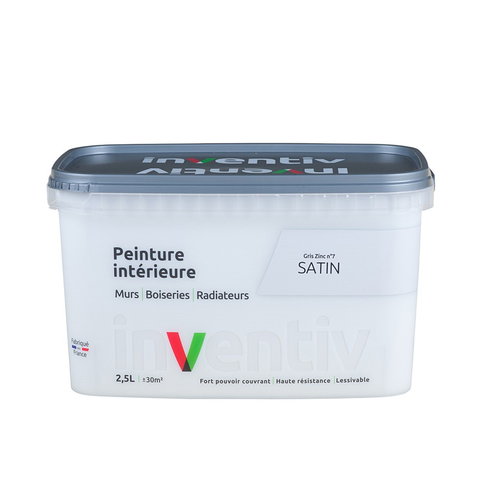 Peinture Murs Boiseries Radiateurs satin 2,5L Gris zinc 7 - INVENTIV