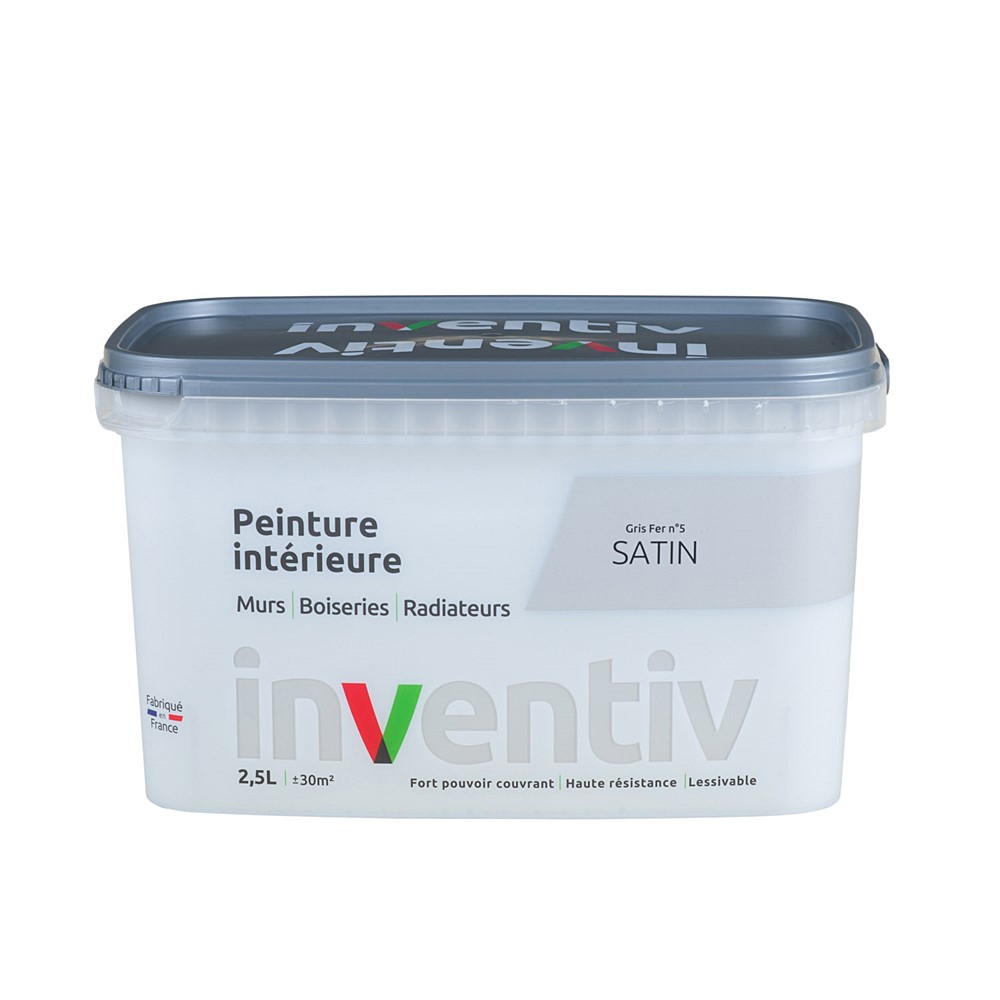 Peinture Murs Boiseries Radiateurs satin 2,5L Gris fer 5 - INVENTIV