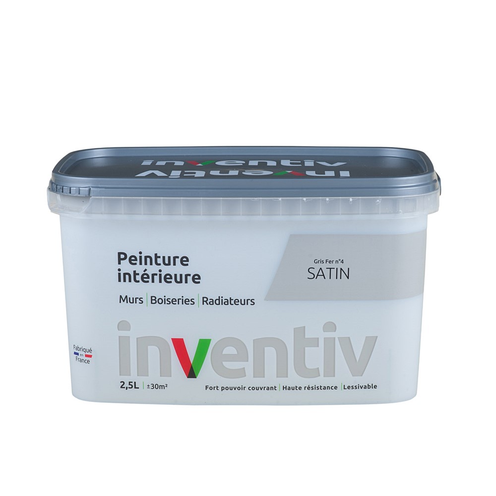 Peinture Murs Boiseries Radiateurs satin 2,5L Gris fer 4 - INVENTIV