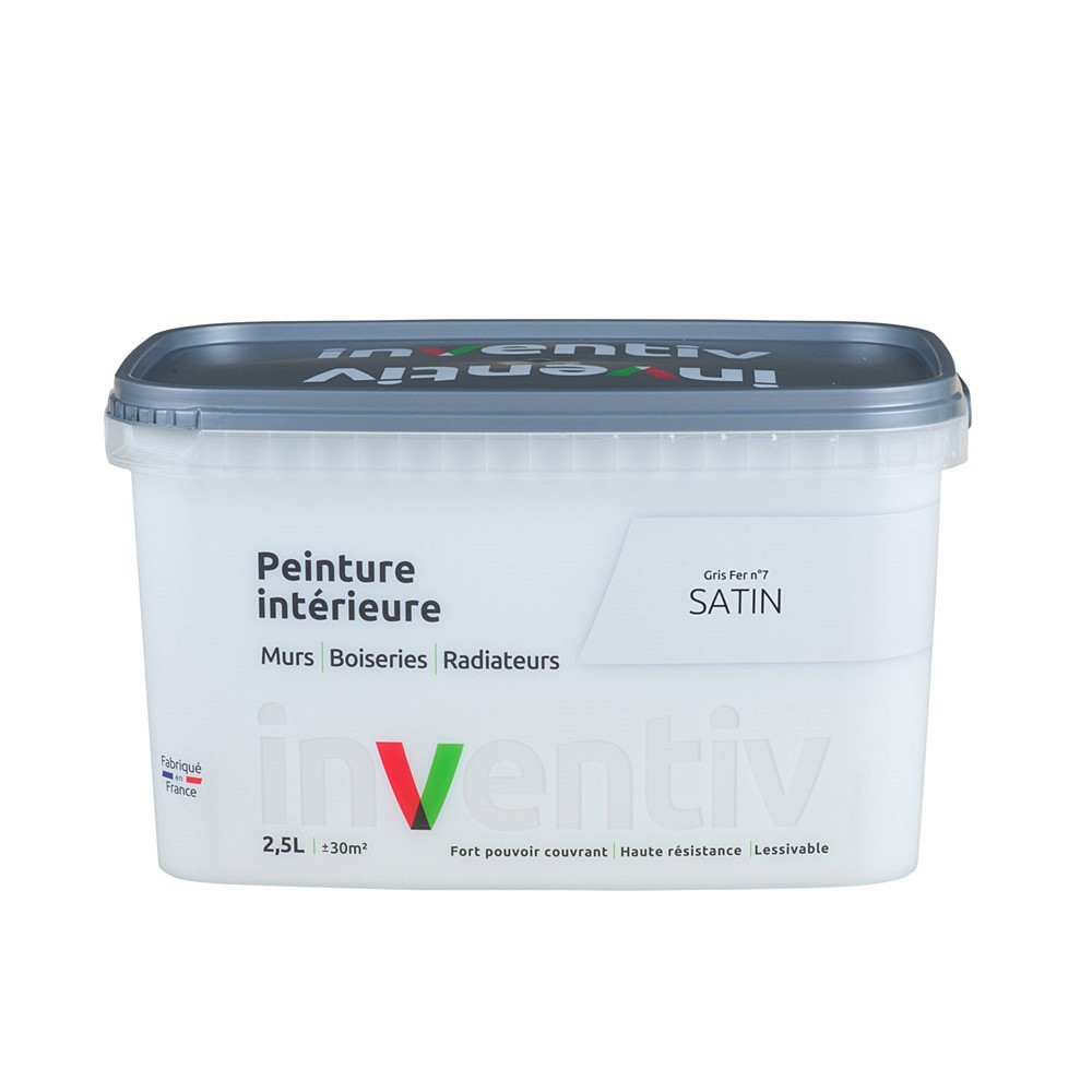 Peinture Murs Boiseries Radiateurs satin 2,5L Gris fer 7 - INVENTIV