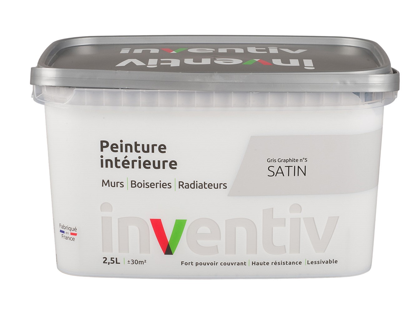 Peinture Murs Boiseries Radiateurs satin 2,5L Gris graphite 5 - INVENTIV