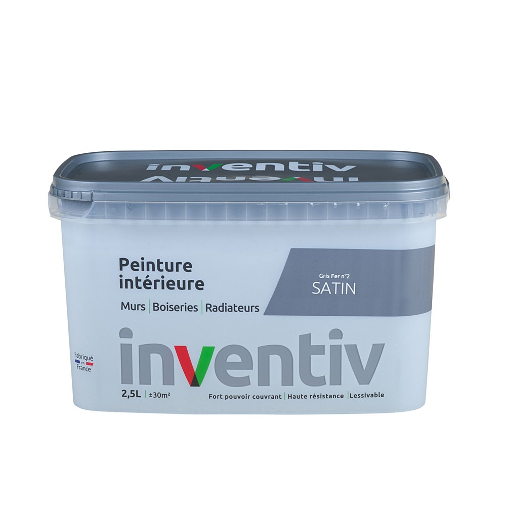 Peinture Murs Boiseries Radiateurs satin 2,5L Gris fer 2 - INVENTIV