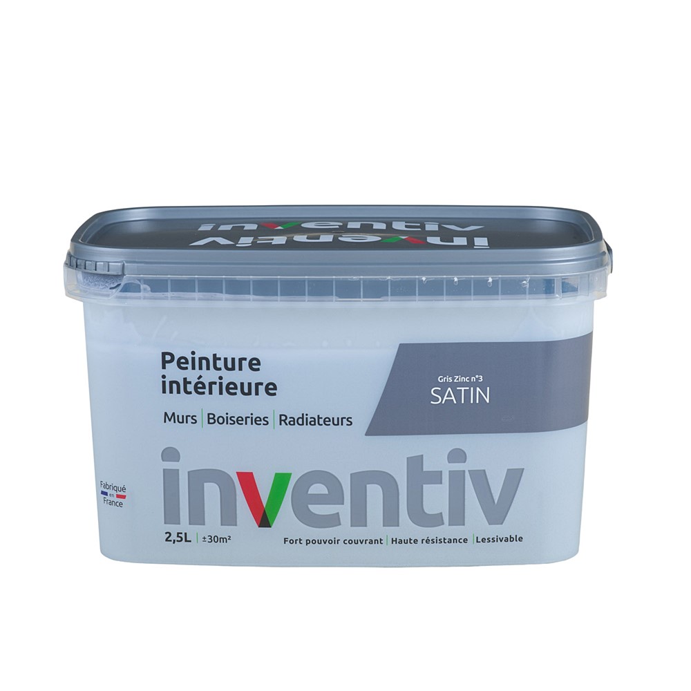 Peinture Murs Boiseries Radiateurs satin 2,5L Gris zinc 3 - INVENTIV