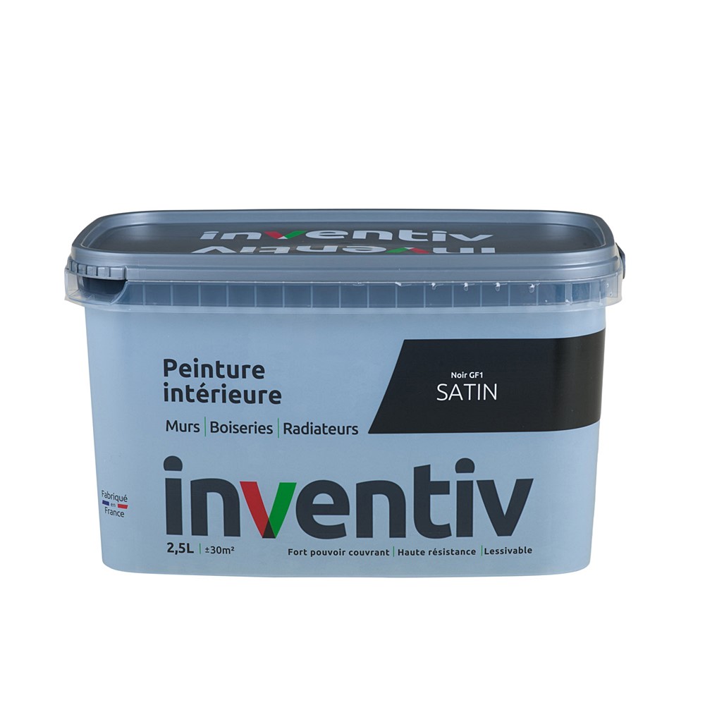 Peinture Murs Boiseries Radiateurs satin 2,5L Noir GF1 - INVENTIV