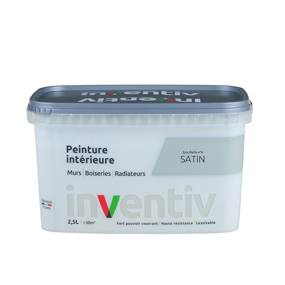 Peinture Murs Boiseries Radiateurs satin 2,5L Gris perle 4 - INVENTIV