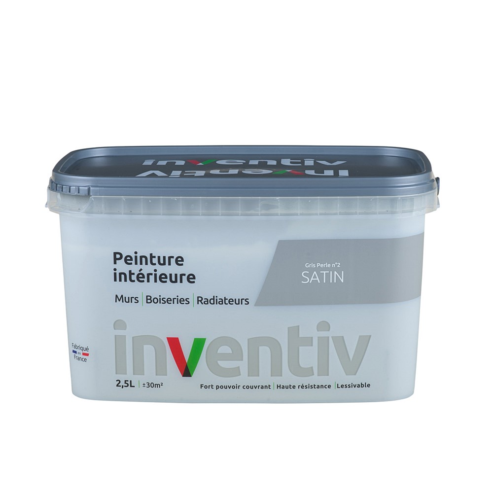 Peinture Murs Boiseries Radiateurs satin 2,5L Gris perle 2 - INVENTIV