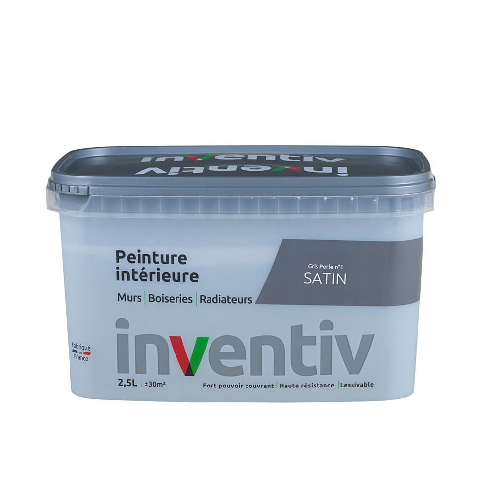 Peinture Murs Boiseries Radiateurs satin 2,5L Gris perle 1 - INVENTIV