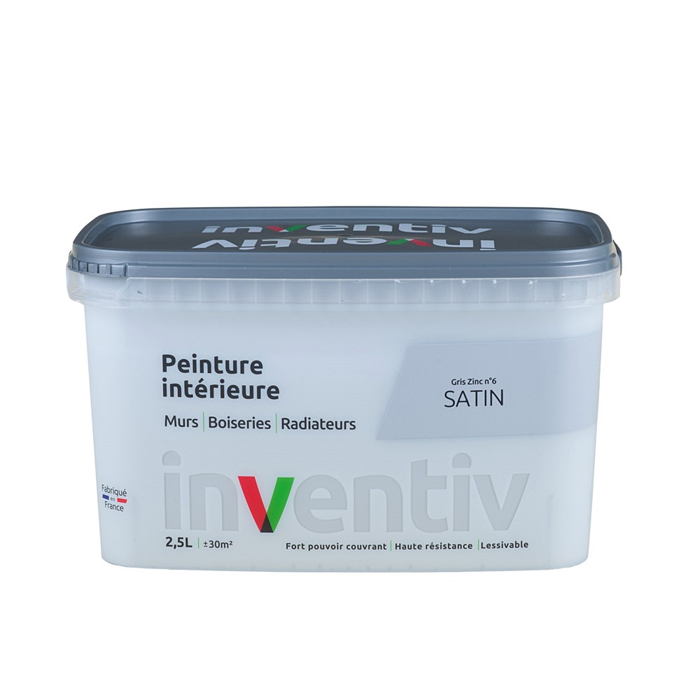 Peinture Murs Boiseries Radiateurs satin 2,5L Gris zinc 6 - INVENTIV