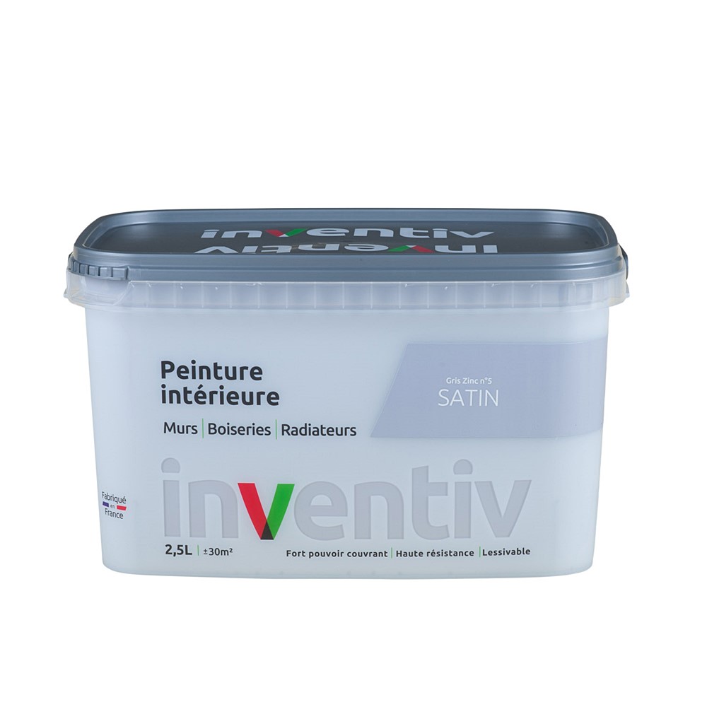 Peinture Murs Boiseries Radiateurs satin 2,5L Gris zinc 5 - INVENTIV