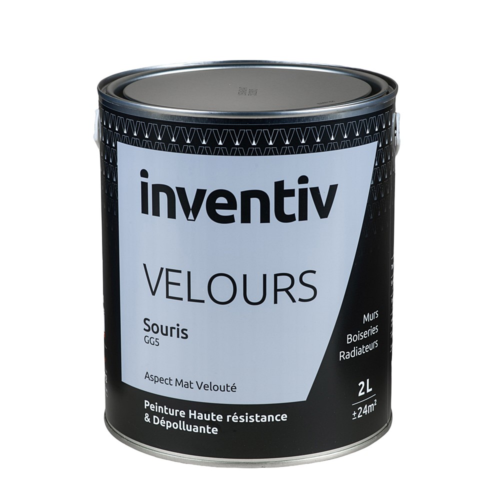 Peinture haute résistance & dépolluante Velours 2L Souris GG5 - INVENTIV